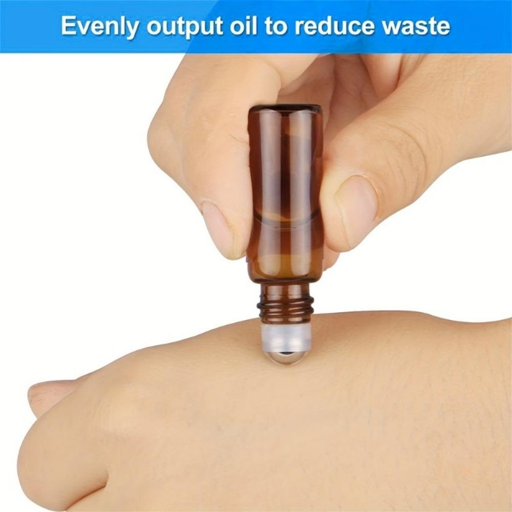 5/10 шт. 10 мл пустые янтарные толстые рулонные стеклянные бутылки с шариком из нержавеющей стали для многоразовых бутылок с эфирным маслом