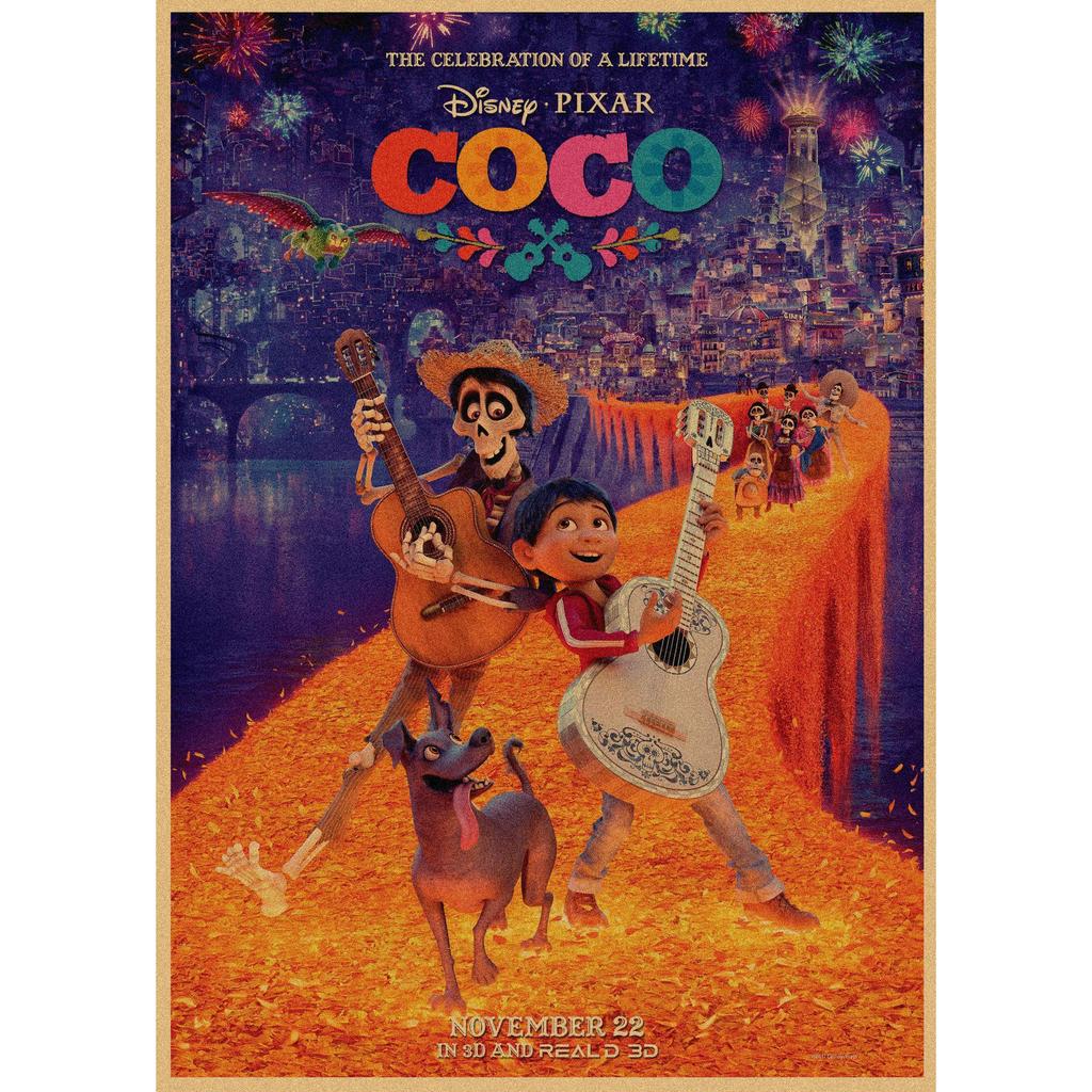 Ретро Аниме Постер из Крафт-бумаги Coco - Декоративное Настенное Искусство Фреска