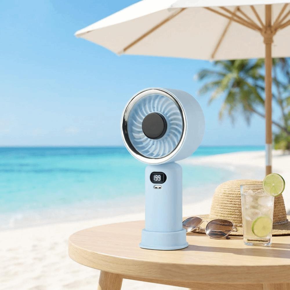 USB Rechargeable Handheld Fan Digital Display Personal Fan Portable Fan Student Use