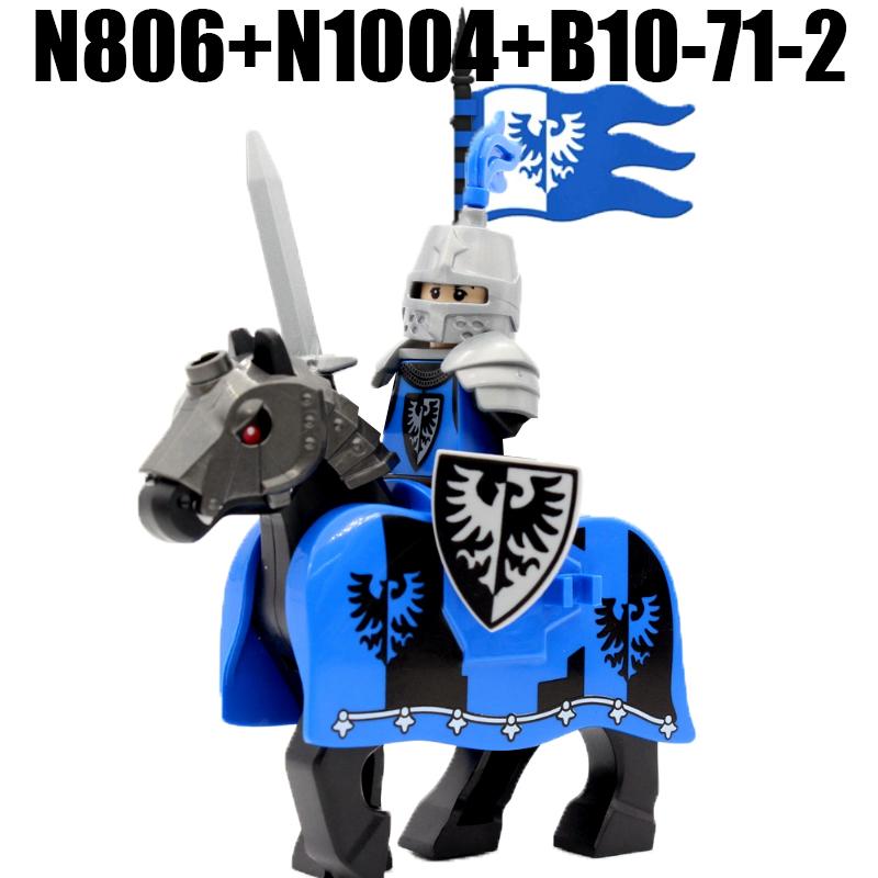 Medieval Military Soldier Figures Building Blocks Castle Red Lion Wolf Black Eagle Knights Princess War Horse Bricks Toys Gifts
