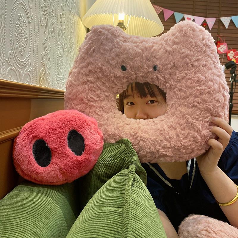 Мягкая плюшевая игрушка в виде розовой свиньи, мягкий плюшевый наполнитель, подушка в виде большого носа свиньи, украшение для комнаты, дивана, офиса, подарок на день рождения девочки