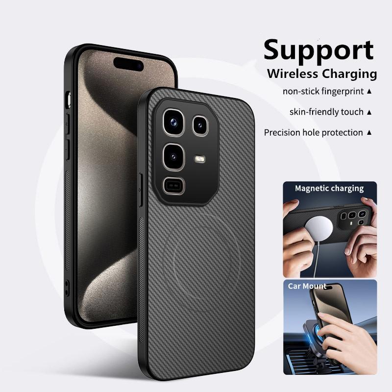 Carbon Fiber Texture Phone Case For Realme 14X 14 Pro Plus 5G Magnet Wireless Charging Shockproof Silicone Soft Back Cover Cases