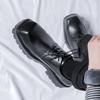 Мужская мода оригинальная кожаная обувь дизайнерская обувь дерби с квадратным носком сценическая клубная нарядная черная приливная платформа мужская