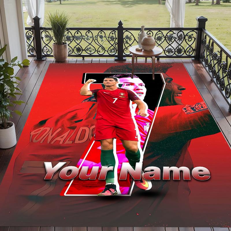 Custom Text Printed Rug Cristiano Ronaldo Non Slip Floor Carpet For Home Room Decor