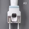 Automatic Toothpaste Dispenser Set Wall-Mounted Extruder Plastic No-Punch Lazy Man Toothbrush Holder Bathroom Accessories Gadget