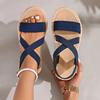 Fashion Summer New Flats Sole Women Sandals Fashion Cross Band Plus Size 43 Beach Sandels 2025 Hot Seller Ladies Vacation Zapatillas