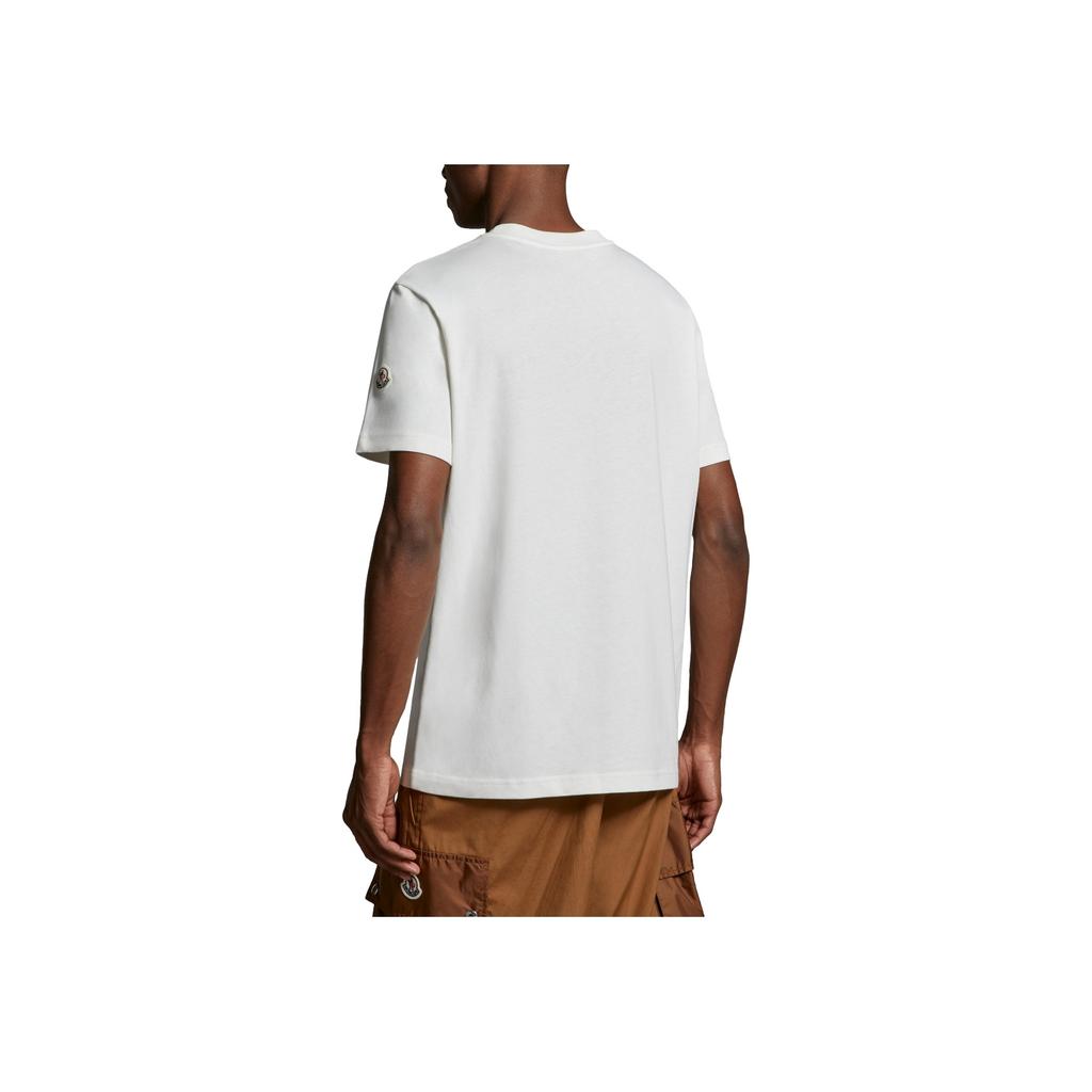 Moncler SS24 Flocked Tennis Logo Crew Neck Short Sleeve T-Shirt Unisex Tops White J10918C00008829HP034