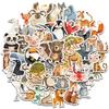 50PCS Cute Book Stickers Home Room Bar Decor DIY Notebook Canvas Graffiti Waterproof PVC Sticker Bedroom Paintings