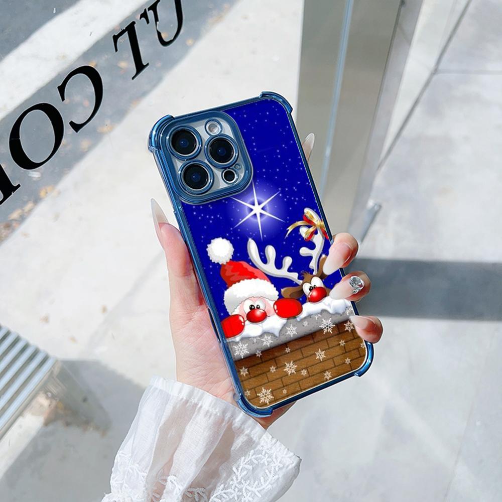 Чехлы для телефонов Ae111 Merry Christmas design с гальваническим покрытием из ТПУ для Xiaomi 11 Lite 5G Redmi Note 13 11 Pro 12C 9S 14C Huawei с защитой на четыре угла