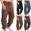 Мужские спортивные повседневные брюки с высокой талией на шнуровке, однотонные шаровары