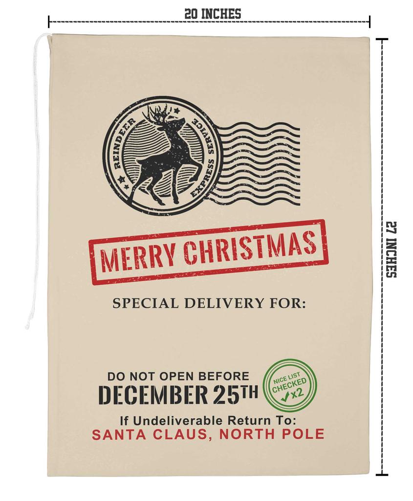 Printtoo 2 шт. Подарочный мешок Санты для детей, рождественские подарки, рождественский мешок, персонализированные сумки, большие 27x20 дюймов
