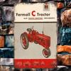 Retro Red Tractor with Exhaust Smoke In Countryside Scene Vintage Metal Wall Sign Decor Poster Frames Garage Living Room