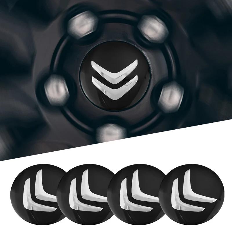 4Pcs Car Wheel Hub Center Stickers Badge Emblem For Citroen C4 C3 C5 AIRCROSS C5X e-C4 X e-C3 C-Crosser C-Elysee C1 Berlingo C6