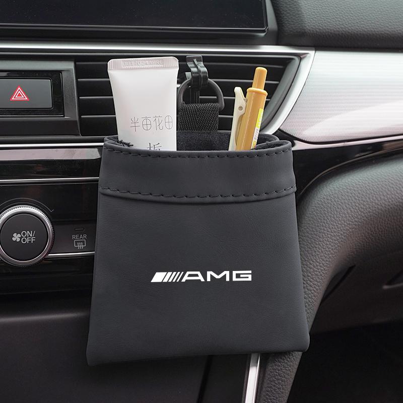 Car Air Outlet Storage Bag Leather Organizer Box Accessories Car Hub Cap For Mercedes Benz AMG W214 W205 W204 W206 W213 W212 W21