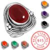 Кольцо из стерлингового серебра 925 пробы с драгоценными камнями, ювелирные изделия ручной работы, подарок на Хэллоуин, янтарь, аметист, черный оникс, сердолик, гранат, кварц, зеленый оникс, золотой камень