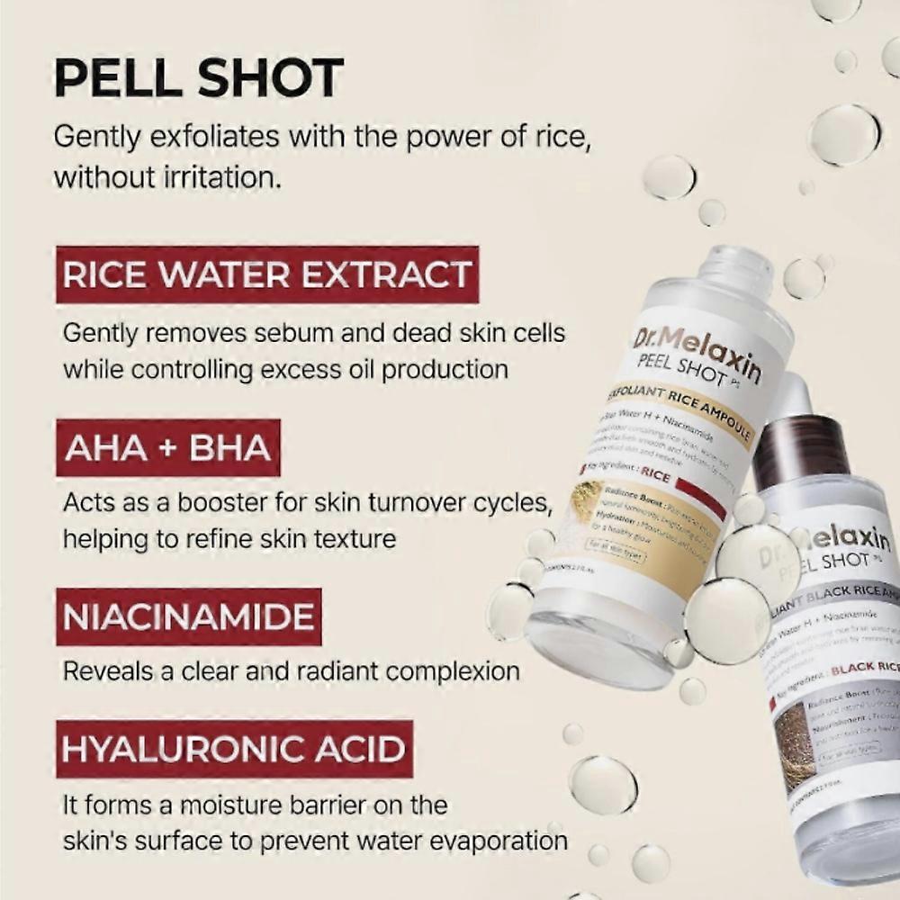 Dr.Melaxin Пилинговая ампула Glow Black Rice 80 мл Ежедневный мягкий отшелушивающий скраб для лица и тела Удаление омертвевших клеток кожи для всех типов кожи