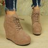 Autumn Winter Women Boots Plus Size Chunky Platform Ankle Boots Woman New Short Booties Fashion Lace Up Wedge Shoes Women