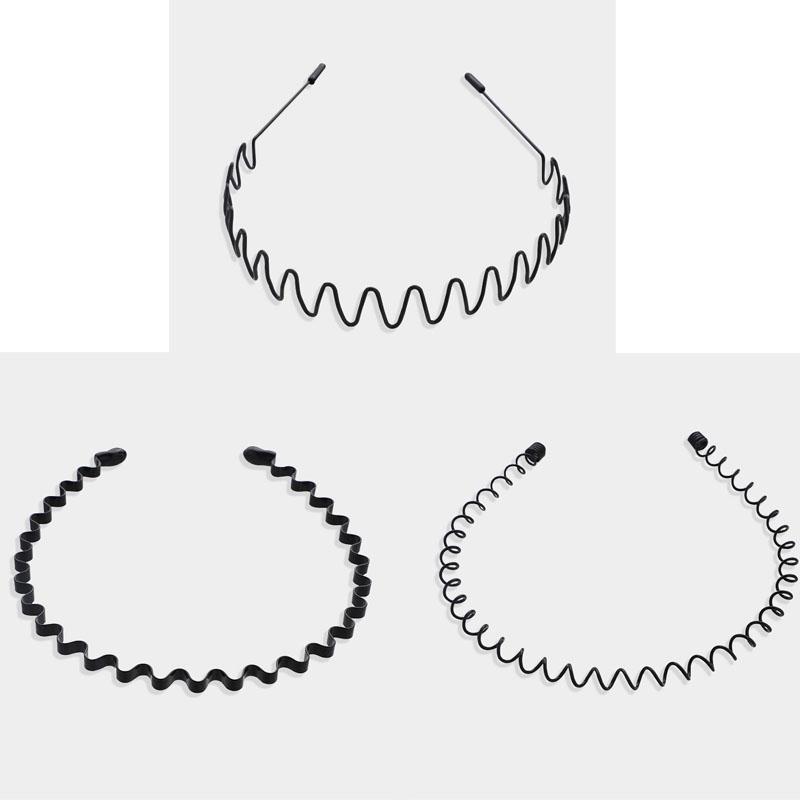1/2/3Pcs Metal Wavy Headband Men Women Sport Face Washing Unisex Hair Hoop Non Slip Hairband Bangs Holder Braids Styling Tools