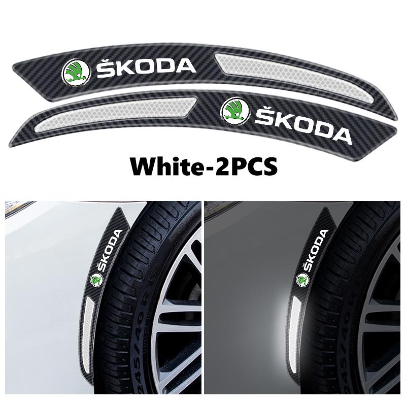 Cycr3 Для Skoda Углеродное волокно Наклейка на колесо автомобиля, накладка на крыло, светоотражающие полосы, предупреждающая полоса-защита Octavia Superb RAPID FABIA