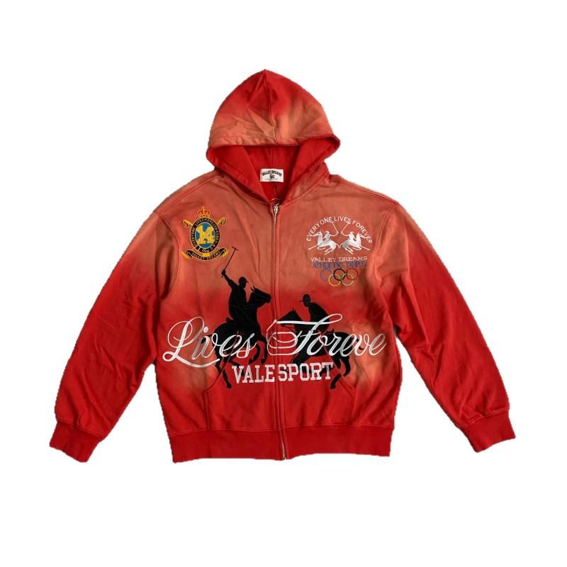 Vintage Tie Dye Zip Up Hoodie Men Women High Street Washed Sweatshirt Casual Outerwear