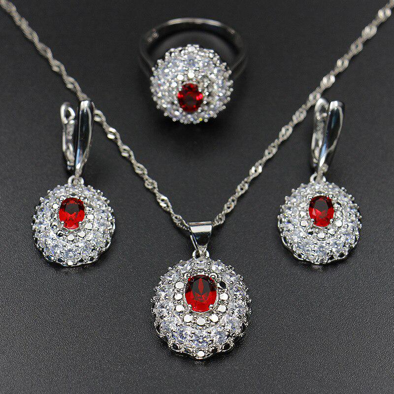 Lindon 925 ювелирный набор из стерлингового серебра для женщин. В комплекте: серьги, подвеска, кольцо. Цвет камня в ассортименте