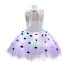 Black White Spotted Puppy Girls Animal Halloween Cosplay LED Dresses Dalmatian Dog Costumes Children Birthday Party Outfits 10T