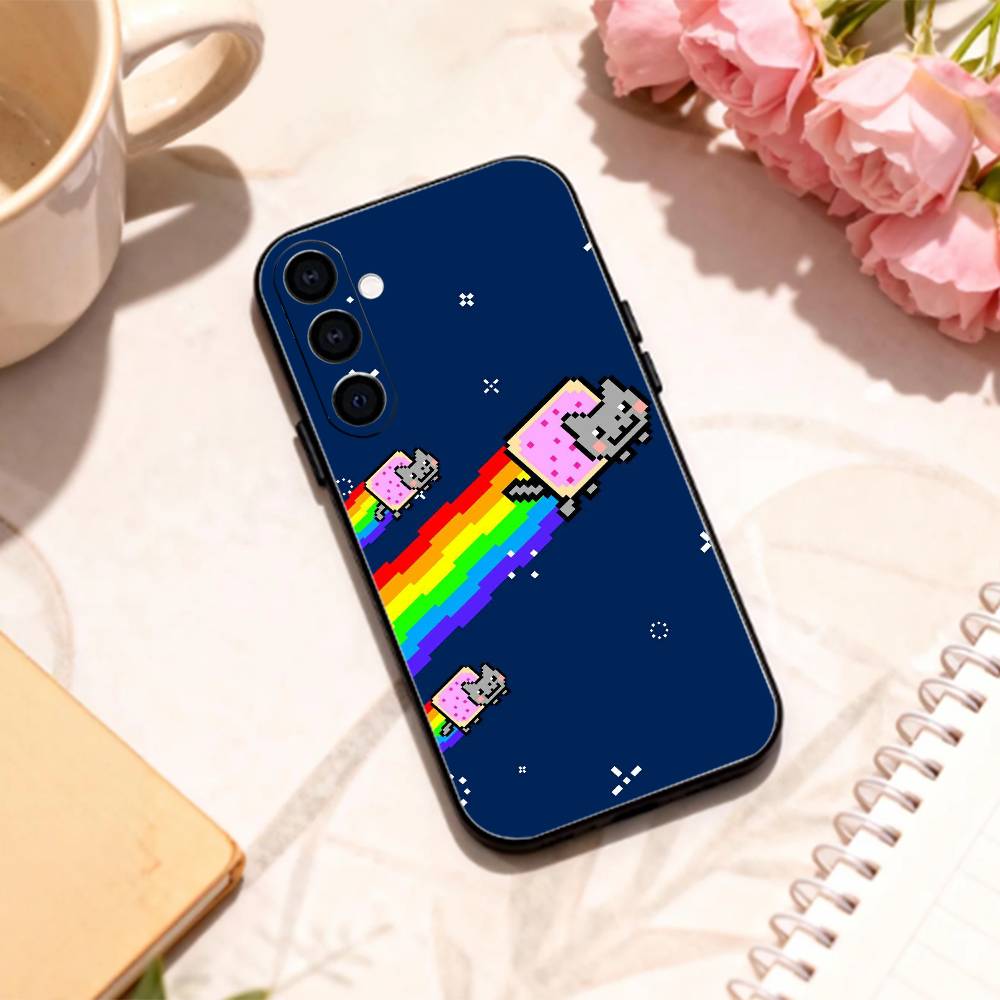 ПРЕКРАСНЫЙ Чехол для телефона N-Nyan Cat Для Samsung Galaxy A73,A72,A71,A70,A53,A52,A51,Другие Мягкий Черный Корпус
