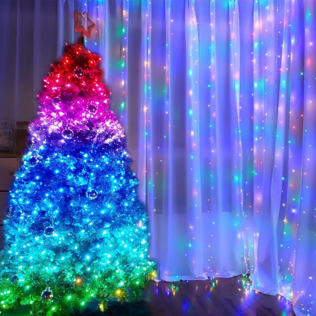 Christmas Lights Curtains for Windows Led Fairy New Year Lighting Room String Garland Usb Party Waterfalls Decorations Girls