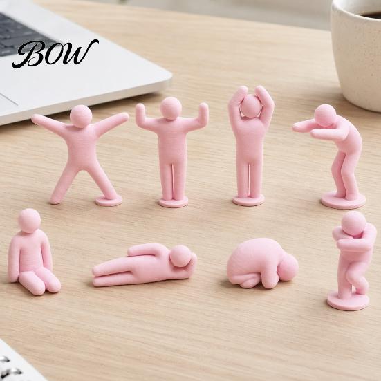 PLA Desk Decorations 8Pcs Mini Sports Figurines, Minimalist Abstract Human Statues with Multi-Poses, Durable 3D Printed Figures Stress