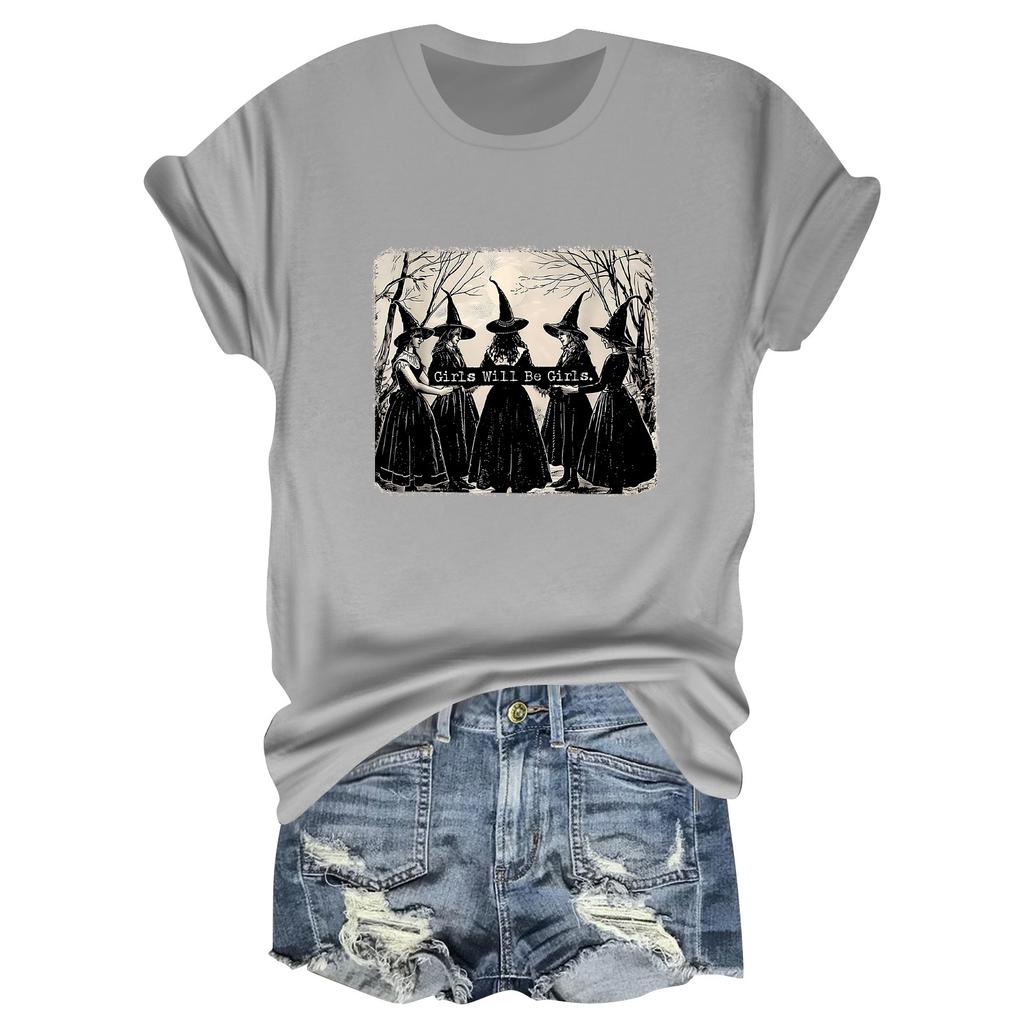 Женская повседневная футболка с принтом, пуловер с круглым вырезом, топ с короткими рукавами