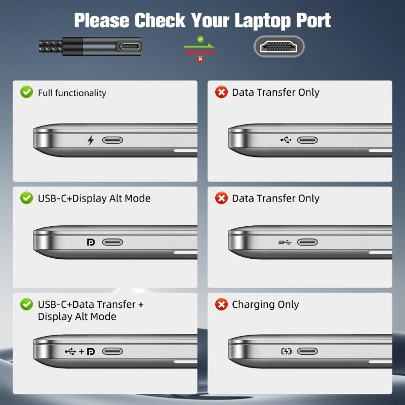 Кабель 4K HDTV Тип C USB-C к HDTV Для потоковой передачи высокой четкости и презентаций Широкая совместимость