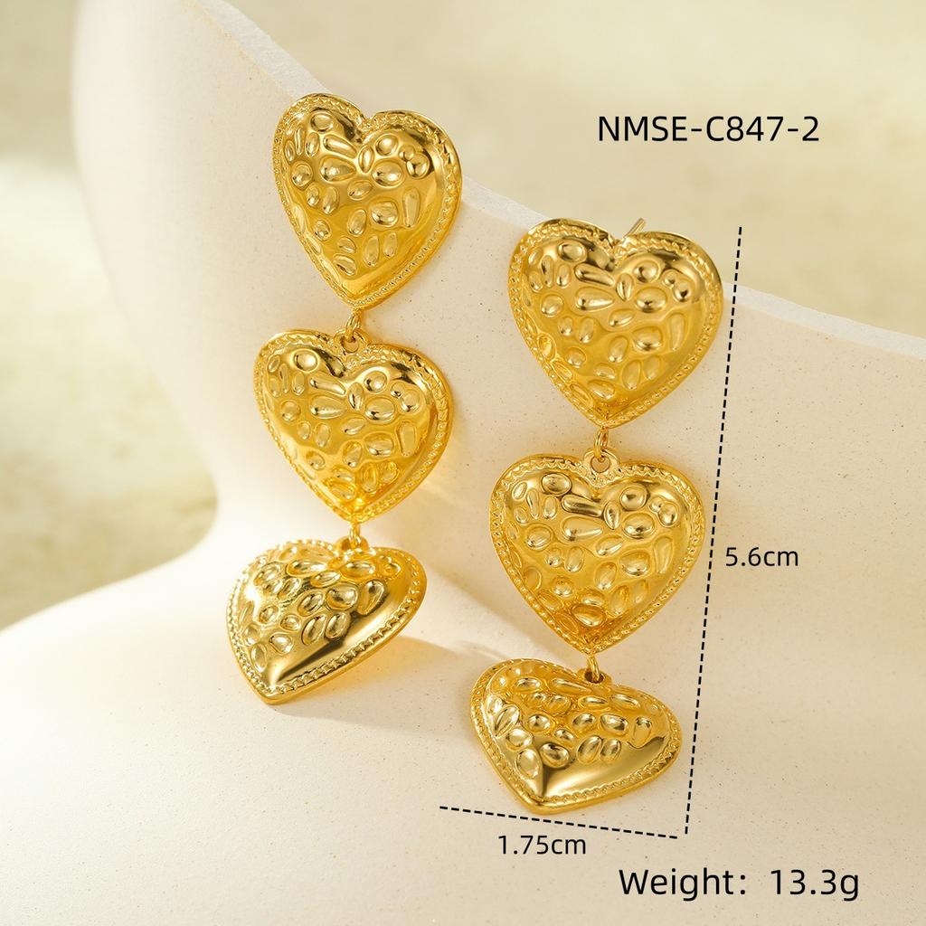 GEMCHIC Women's Stainless Steel Heart Stud Earrings - Minimalist Design Love Heart Earrings for Daily Wear