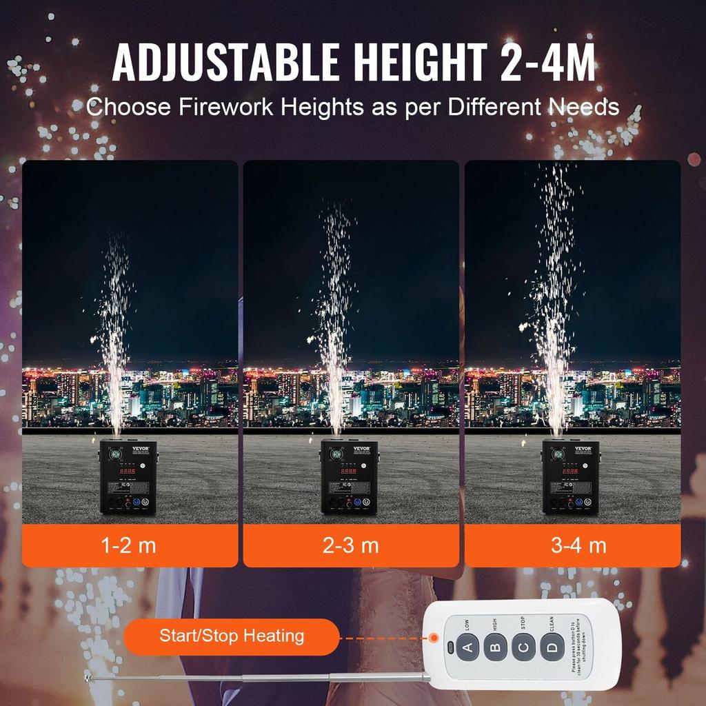 Cold Spark Firework Machine x4 500W 2-4M Stage DJ Wedding Event Party