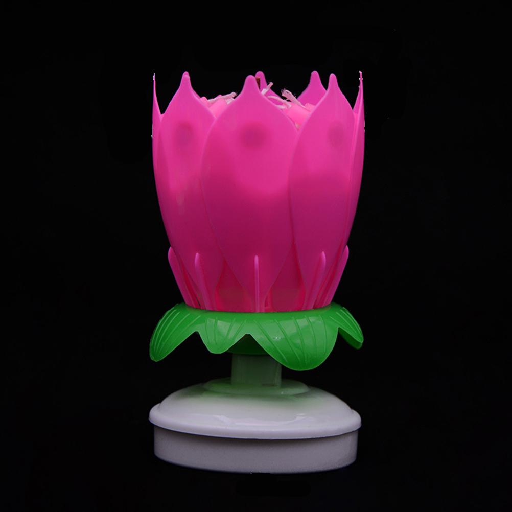 Романтичный музыкальный цветок лотоса вращающаяся свеча на день рождения двухслойная вращающаяся свеча