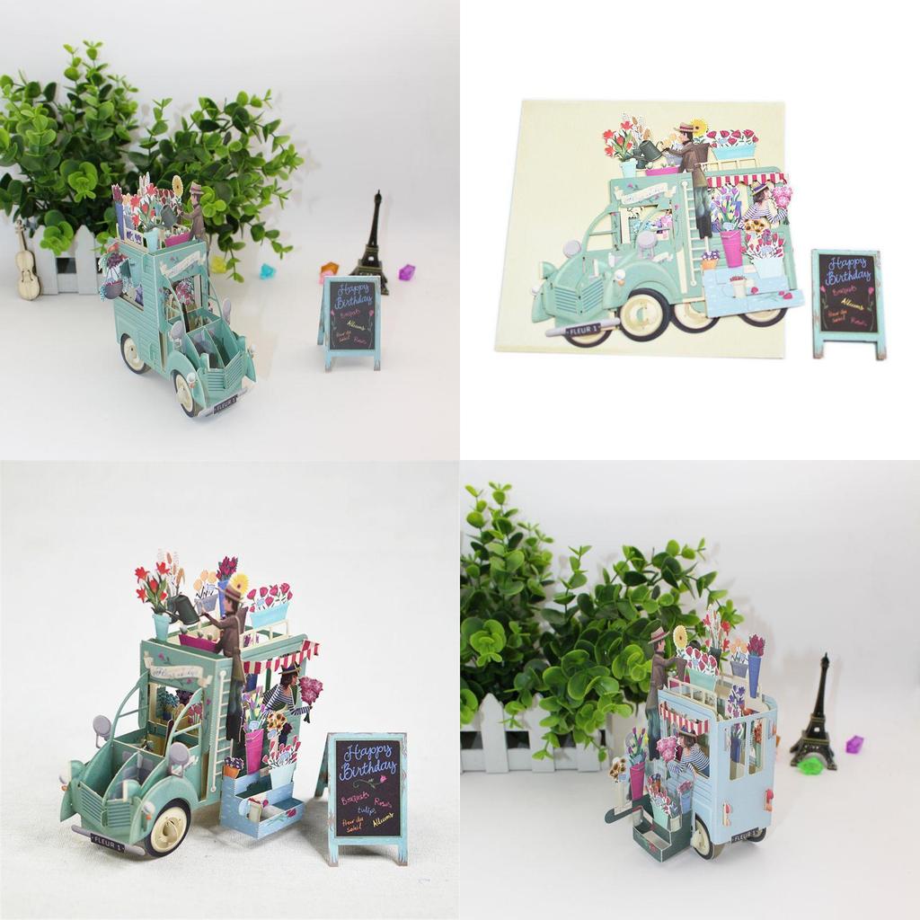 Beautifully Detailed 3d Mother's Day Card For Mum With Flower Van Theme