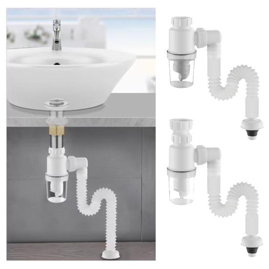 1 Set Sink Drain Pipe Easy Installation Odor Resistant Universal Sewer Pipe Kit for Bathroom Home Kitchen