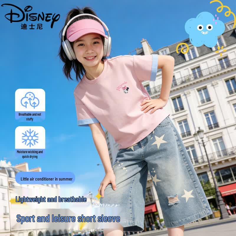 Disney Летняя футболка с коротким рукавом для девочек 2026