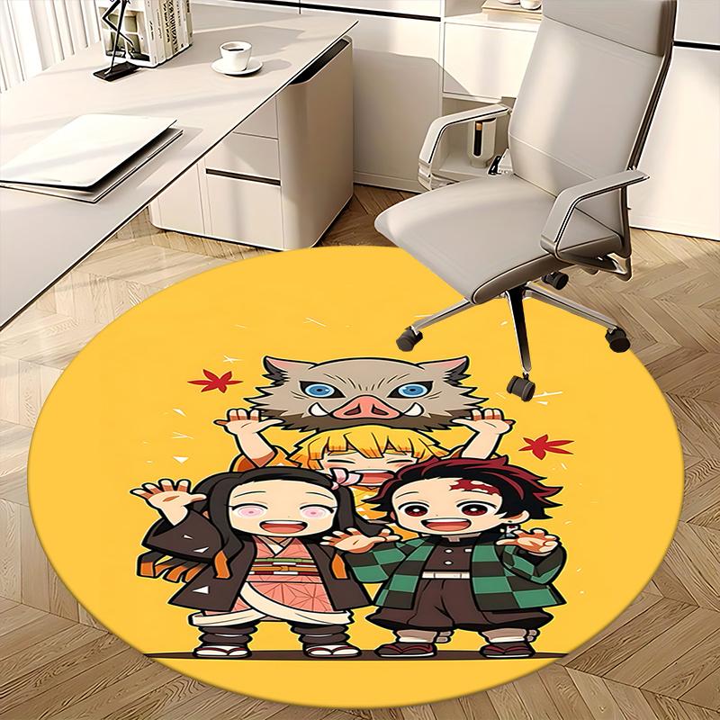 Anime-Inspired Chair Mat - Round Carpet for Home Decor, Office Use, and Gifts - Suitable for Bedrooms, Living Rooms s0482b