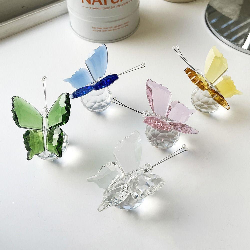 White Crystal Butterfly Ornament Cute Crystal Crafts Creative Children's Toys Souvenir