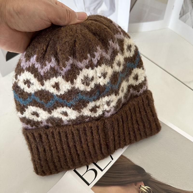 Вязаная шерстяная шапка для женщин на осень и зиму, универсальная, в стиле ретро, теплая, подчеркивающая лицо, модная, высокого класса, для улицы, защищающая от холода, шапка-бини