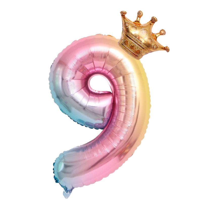 32-дюймовый градиентный шар из алюминиевой фольги 12-дюймовый коронный шар для украшения дня рождения цифровой радужный шар ADM