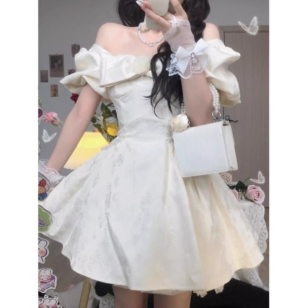 Платье с рукавами-буфами и бантом, сказочное летнее платье на день рождения, платье беглой принцессы, пышное короткое платье, миниатюрное