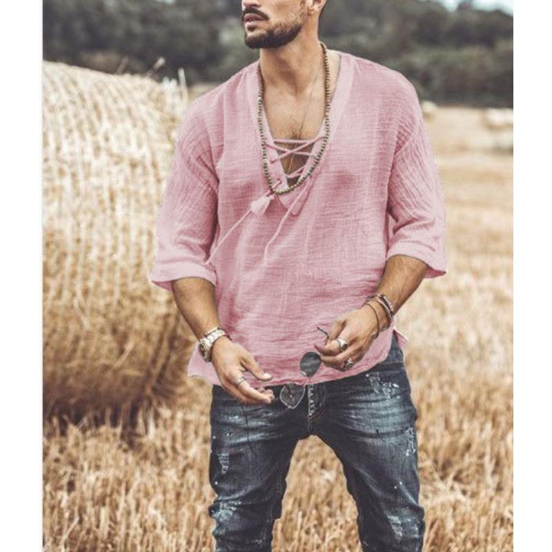 Футболка New Wish для мужчин с завязками на груди и рукавами средней длины