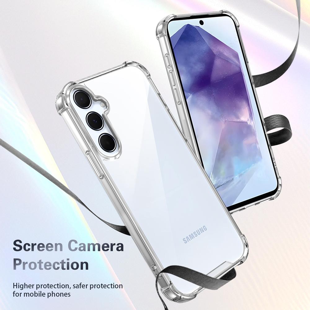 KEYSION Противоударный прозрачный чехол Four-Corners для Samsung A55 5G A35 Мягкий TPU+PC Прозрачная задняя крышка для телефона для Galaxy A15 4G 5G