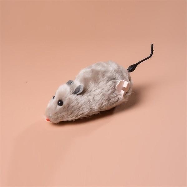 1Pcs Funny Lifelike Plush Mouse Running Rat Toy for Cats Dogs Pets Kids Random Color