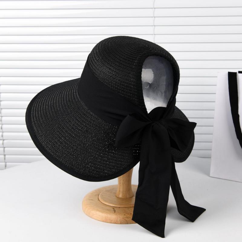Соломенная шляпа с широкими полями и пустой тульей для женской летней универсальной моды, солнцезащитная соломенная шляпа, солнцезащитная шляпа, тренд