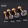Medical Titanium Steel Coarse Needle Zircon Earrings for Girls Men Rhinestone Studded Earrings Ear Bone Nails