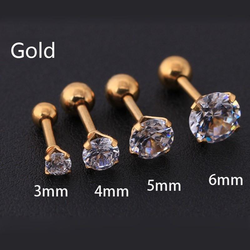 Medical Titanium Steel Coarse Needle Zircon Earrings for Girls Men Rhinestone Studded Earrings Ear Bone Nails