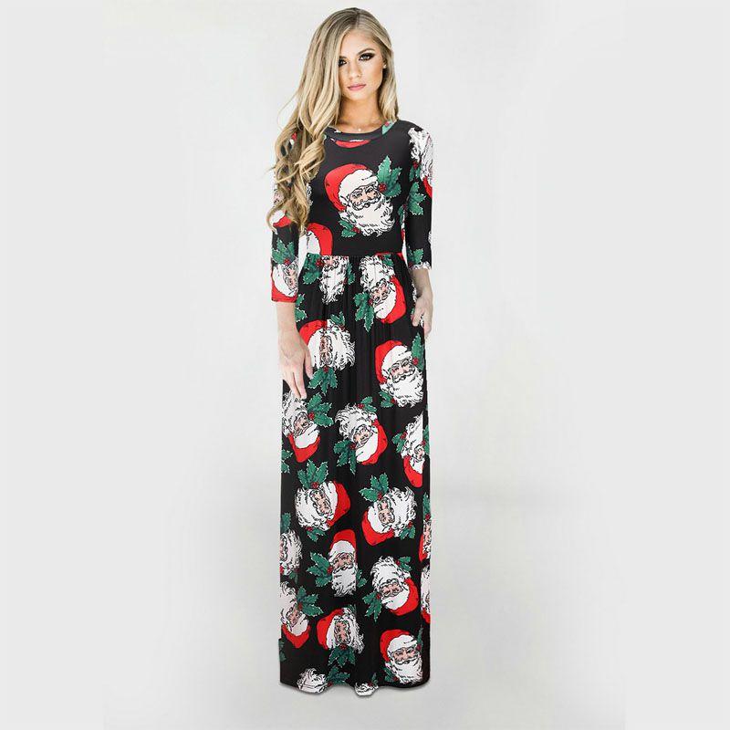 Fashion Women's Long Sleeve Christmas Dress Long Skirt Clothing With Premium Quality Material
