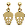 [I9779] - Gold Plated 'Skull' Earrings - 15x6 Mm
